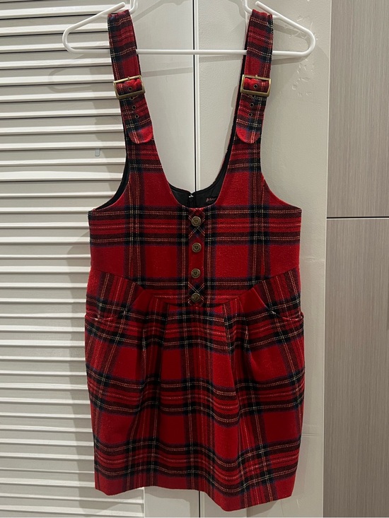 Betsey Johnson Dresses & Skirts - VINTAGE 90s Betsey Johnson Black Label Red Plaid Jumper Dress - Size 4